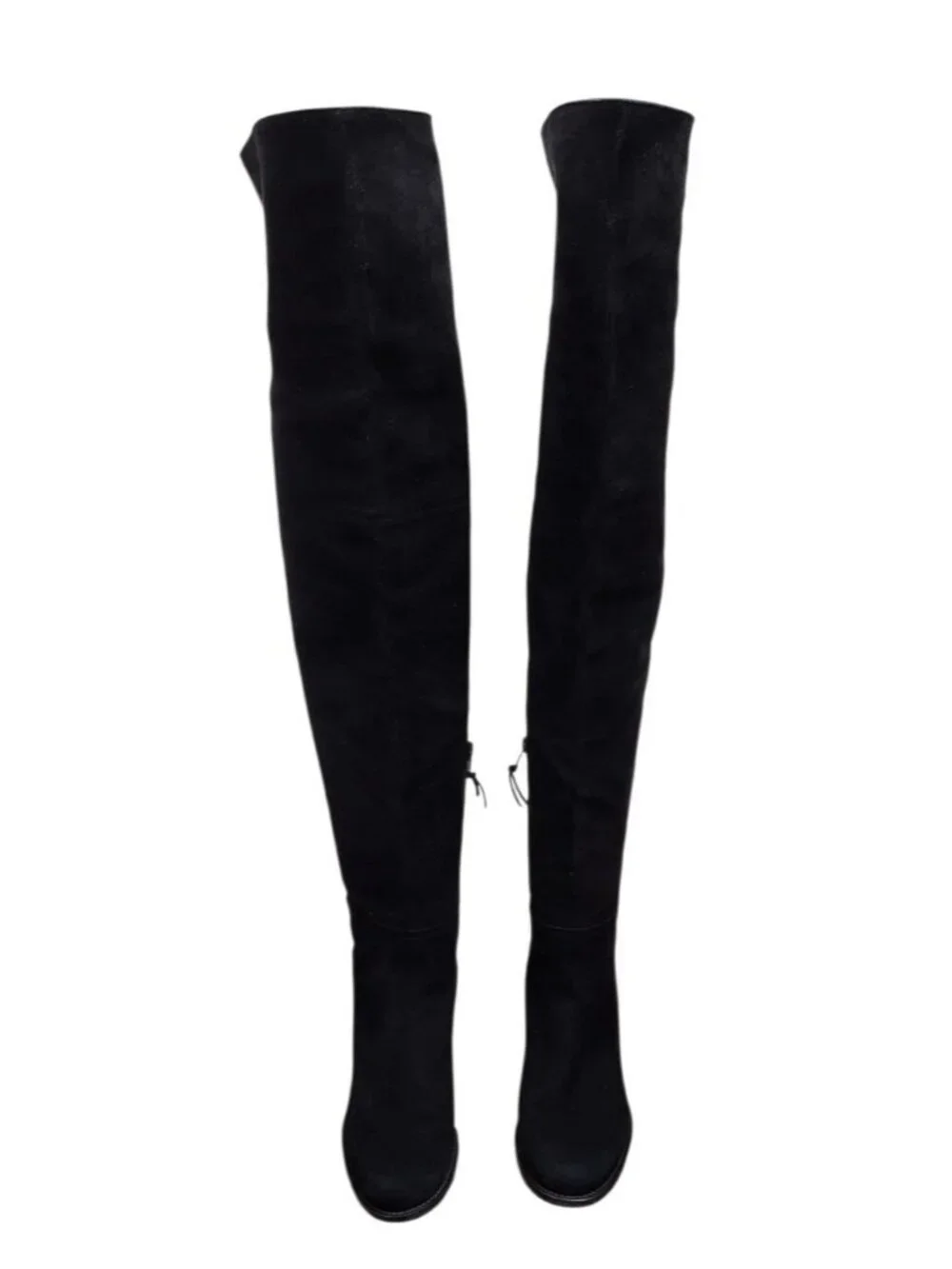 Stuart Weitzman 5.5 M Black Suede Over The Knee Boots Low Heel Tall Zip OTK